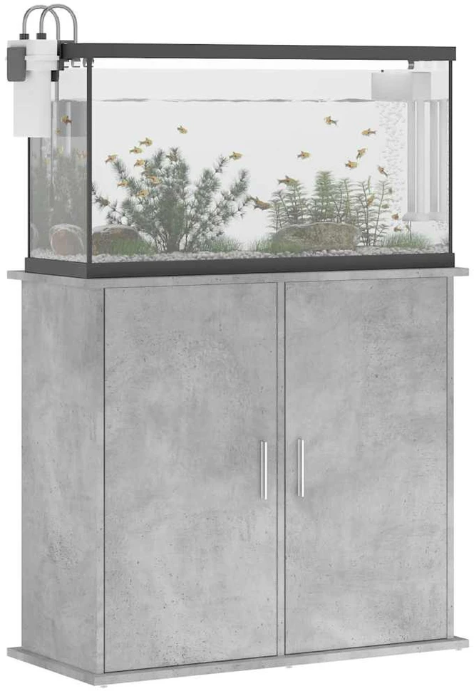 Akvariumo stovas, betono pilkas, 81x36x73cm, apdirbta mediena