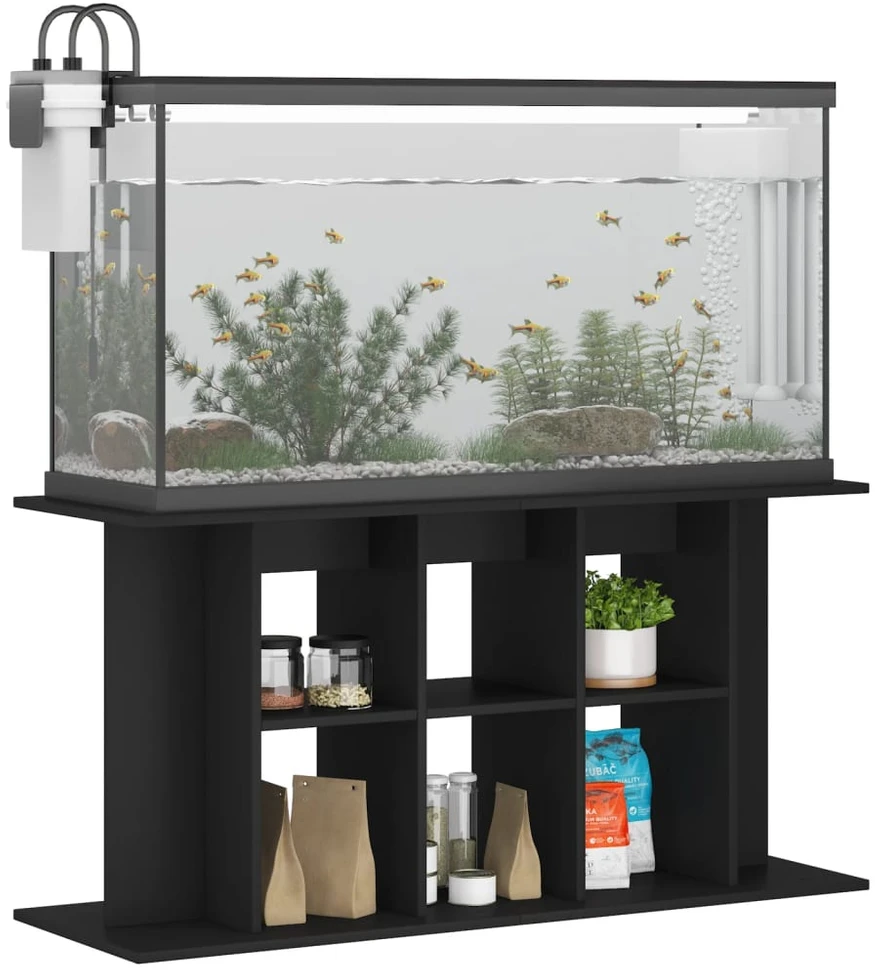 Akvariumo stovas, juodos spalvos, 120x40x60cm, apdirbta mediena