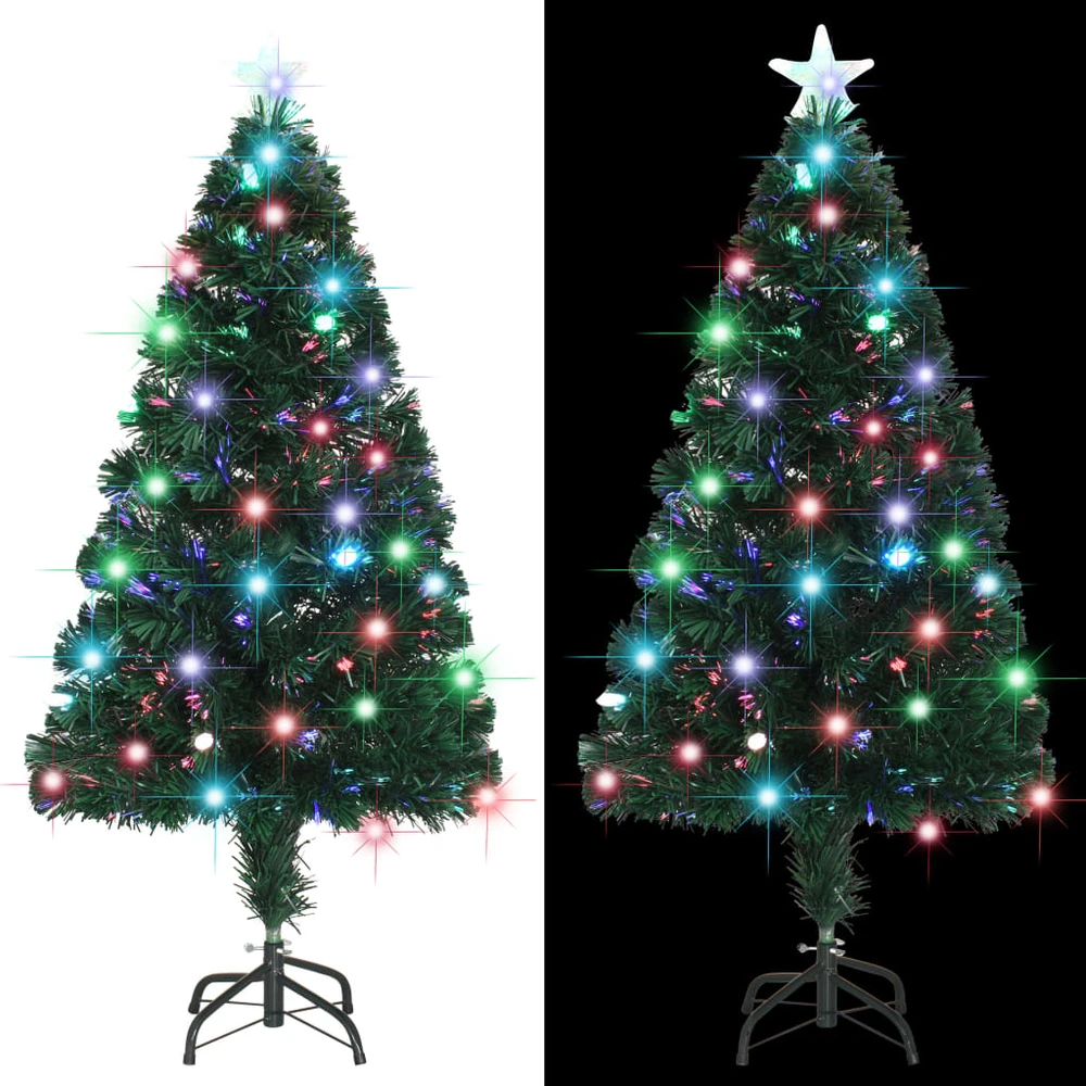 Apšviesta Kalėdų eglutė su stovu, 120cm, optinis pluoštas