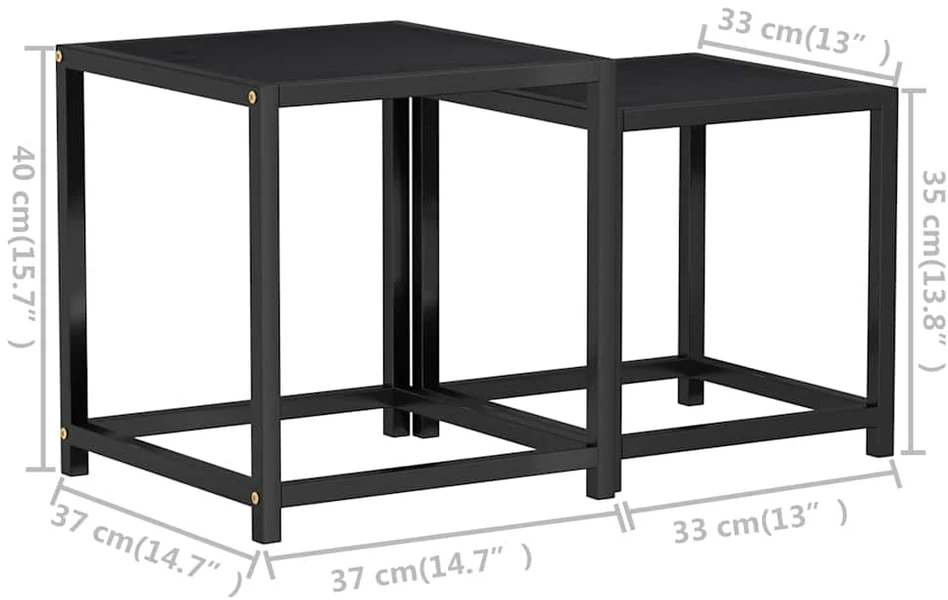 Arbatos staliukai, 2vnt., juodos spalvos, MDF