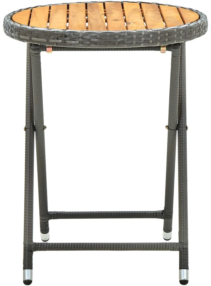 Arbatos staliukas, pilkas, 60cm, poliratanas ir akacijos masyvas