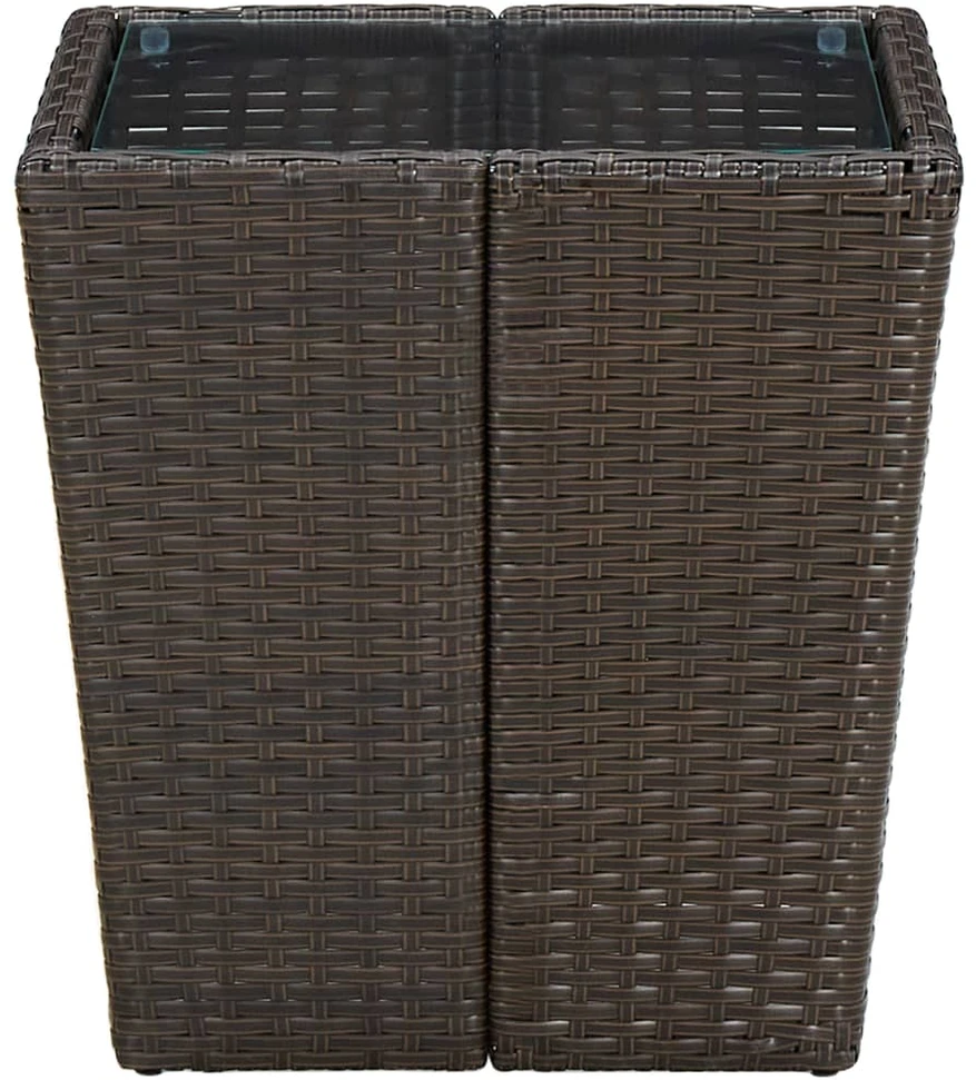 Arbatos staliukas, rudas, 41,5x41,5x44cm, poliratanas/stiklas