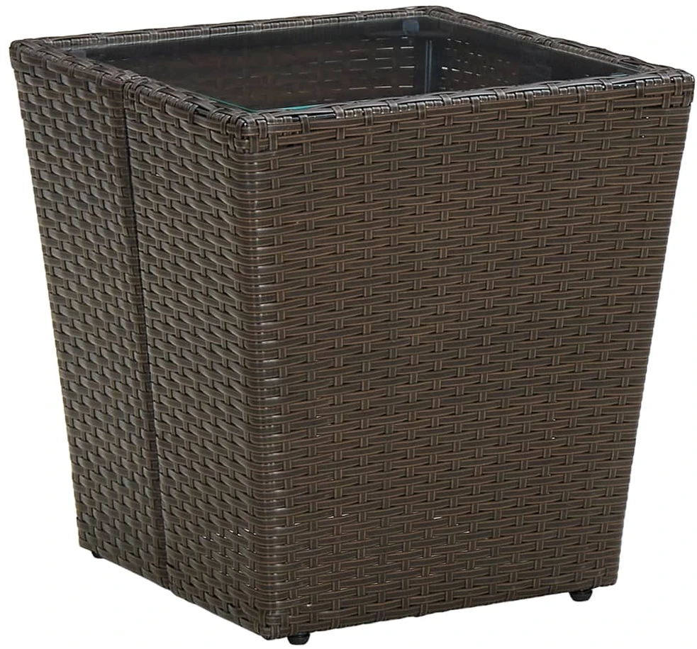 Arbatos staliukas, rudas, 41,5x41,5x44cm, poliratanas/stiklas