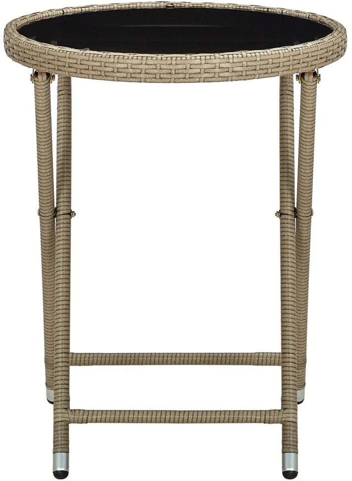 Arbatos staliukas, smėlio, 60cm, poliratanas/grūdintas stiklas
