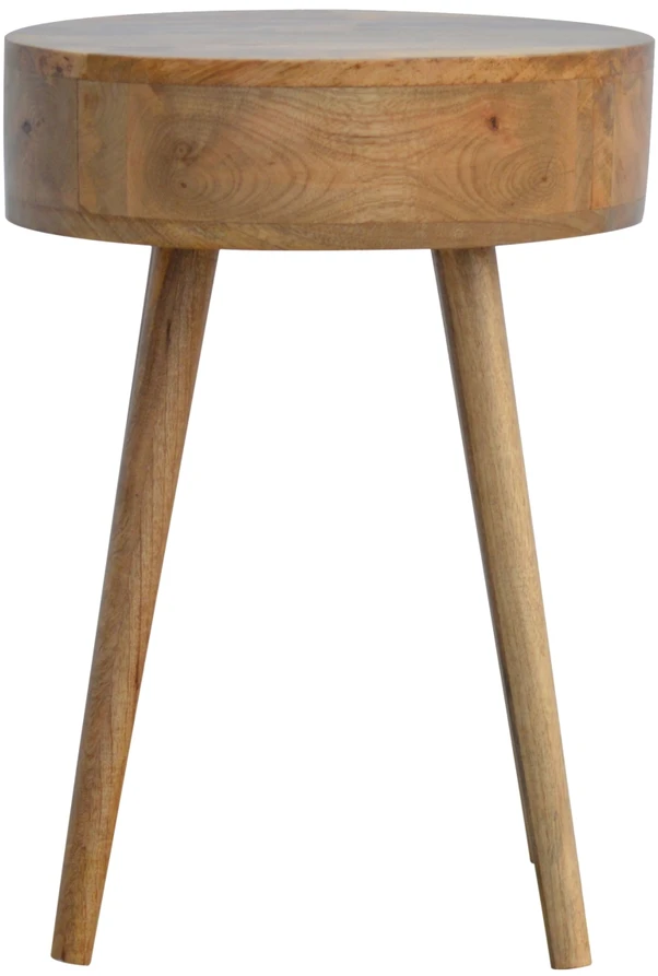 Artisan Furniture Apvalus mango medienos naktinis staliukas, ąžuolo atspalvio
