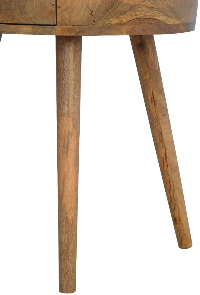Artisan Furniture Apvalus mango medienos naktinis staliukas, ąžuolo atspalvio