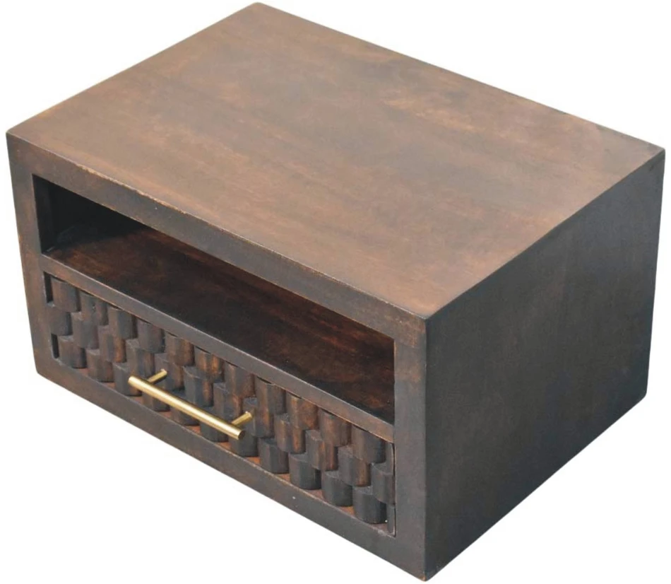 Artisan Furniture Arno prie sienos montuojamas mango medienos naktinis staliukas