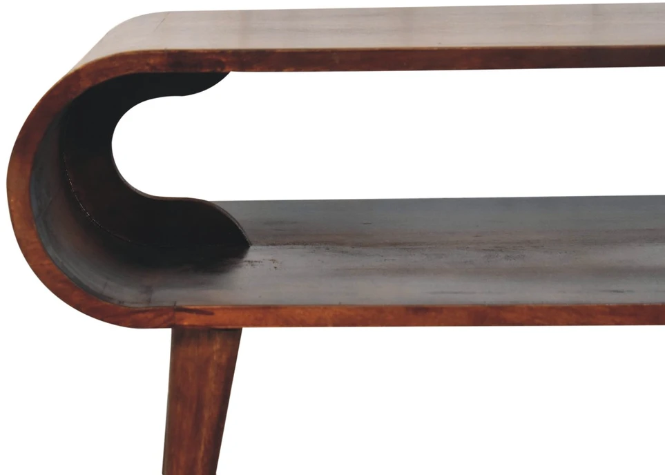 Artisan Furniture Atviras mango medienos kavos staliukas, Kalifornijos riešutmedžio atspalvio
