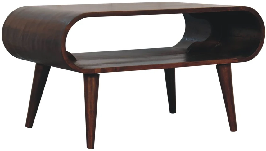 Artisan Furniture Atviras mango medienos kavos staliukas, Kalifornijos riešutmedžio atspalvio