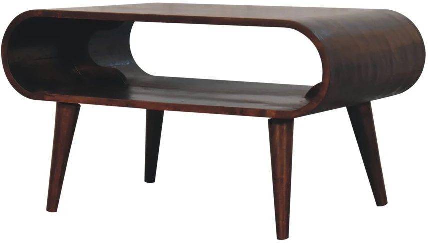 Artisan Furniture Atviras mango medienos kavos staliukas, Kalifornijos riešutmedžio atspalvio