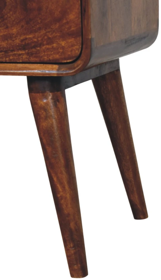 Artisan Furniture Avora mango medienos naktinis staliukas su 3 stalčiais, kaštono atspalvio