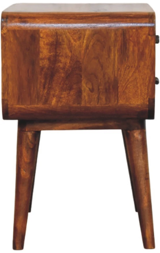 Artisan Furniture Avora mango medienos naktinis staliukas su 3 stalčiais, kaštono atspalvio