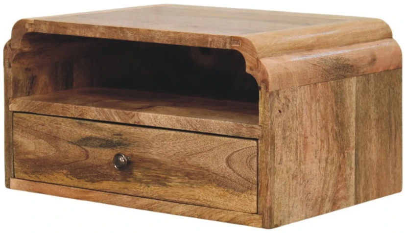 Artisan Furniture Avora prie sienos montuojamas mango medienos naktinis staliukas