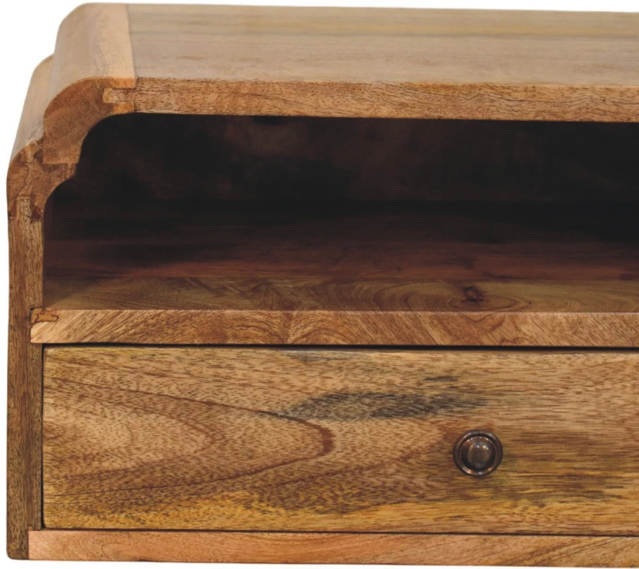 Artisan Furniture Avora prie sienos montuojamas mango medienos naktinis staliukas