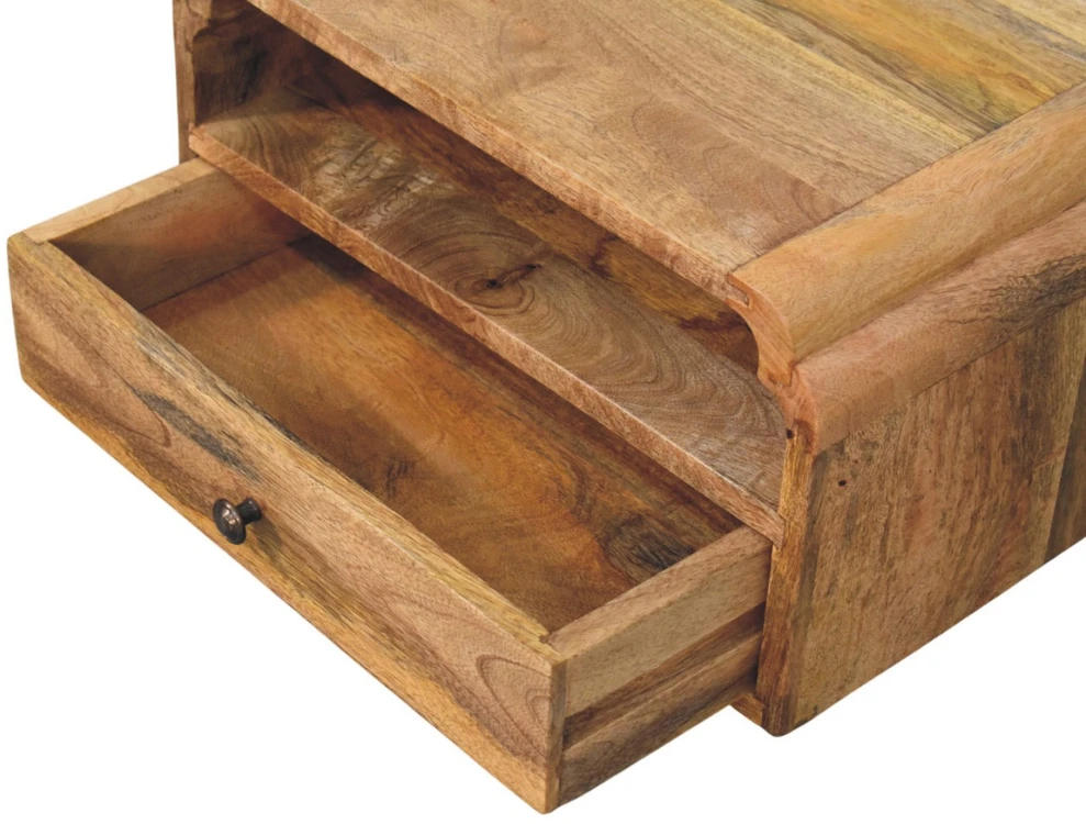 Artisan Furniture Avora prie sienos montuojamas mango medienos naktinis staliukas