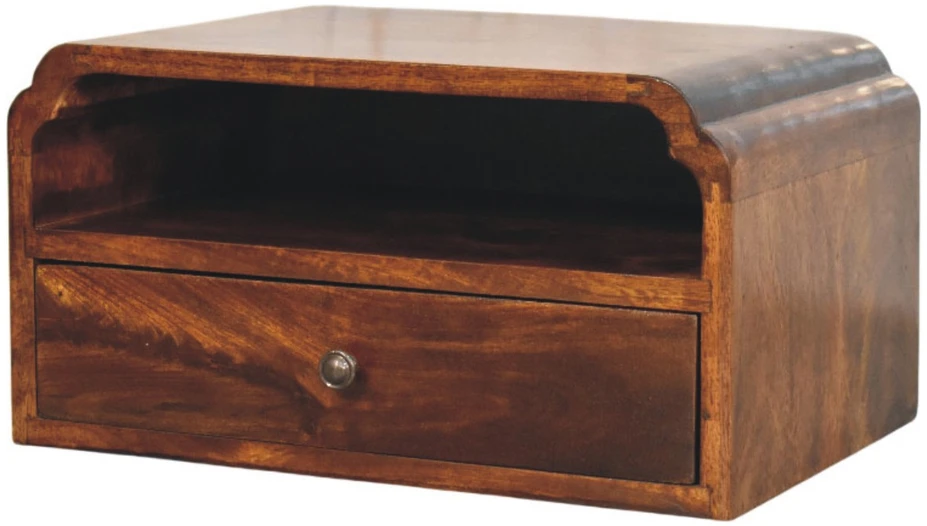 Artisan Furniture Avora prie sienos montuojamas mango medienos komoda, kaštono atspalvio