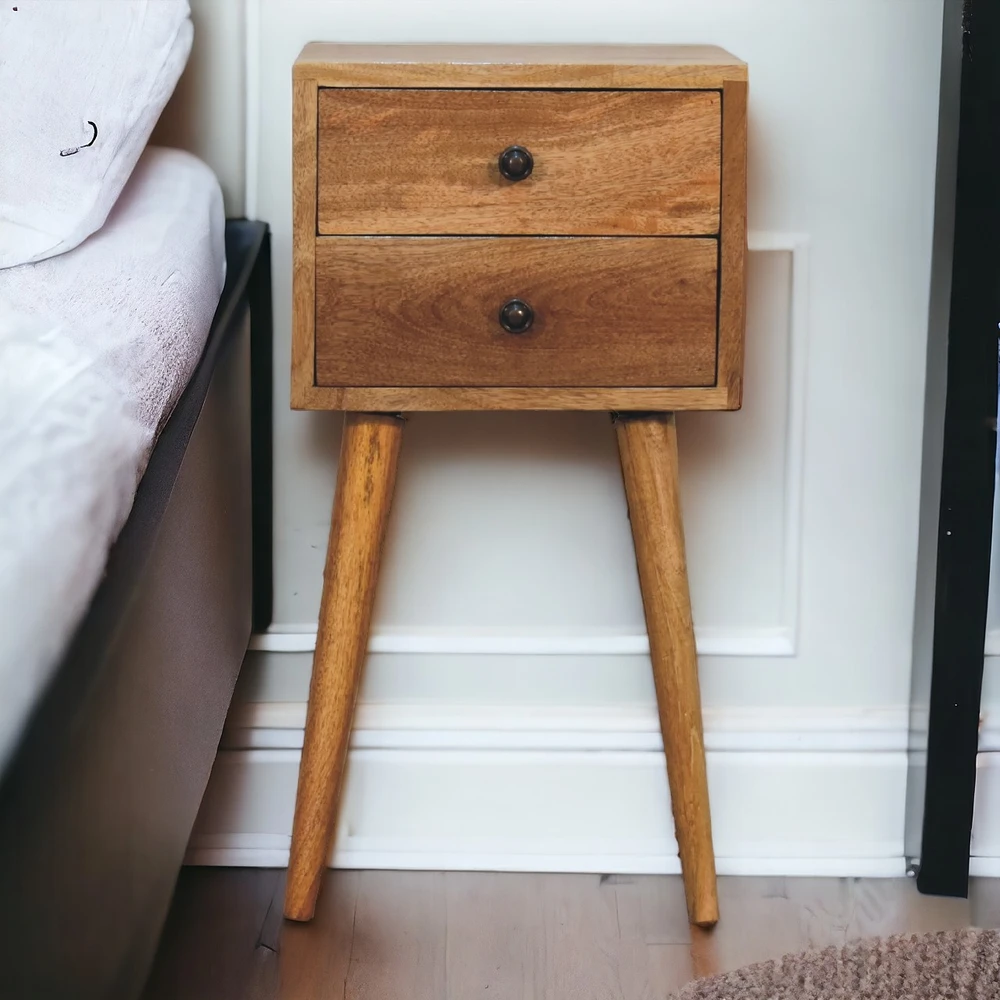 Artisan Furniture Ąžuolo atspalvio mini naktinis staliukas su 2 stalčiais