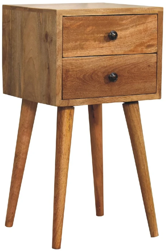 Artisan Furniture Ąžuolo atspalvio mini naktinis staliukas su 2 stalčiais
