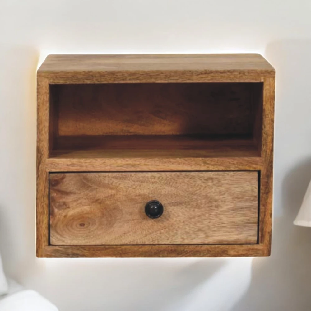 Artisan Furniture Ąžuolo atspalvio naktinis staliukas su 1 stalčiumi, 30 cm