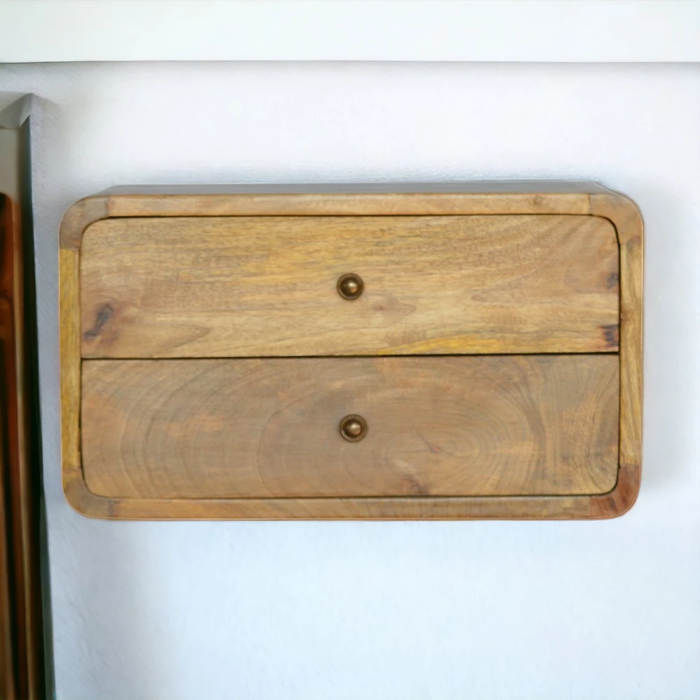 Artisan Furniture Ąžuolo atspalvio naktinis staliukas su 2 stalčiais