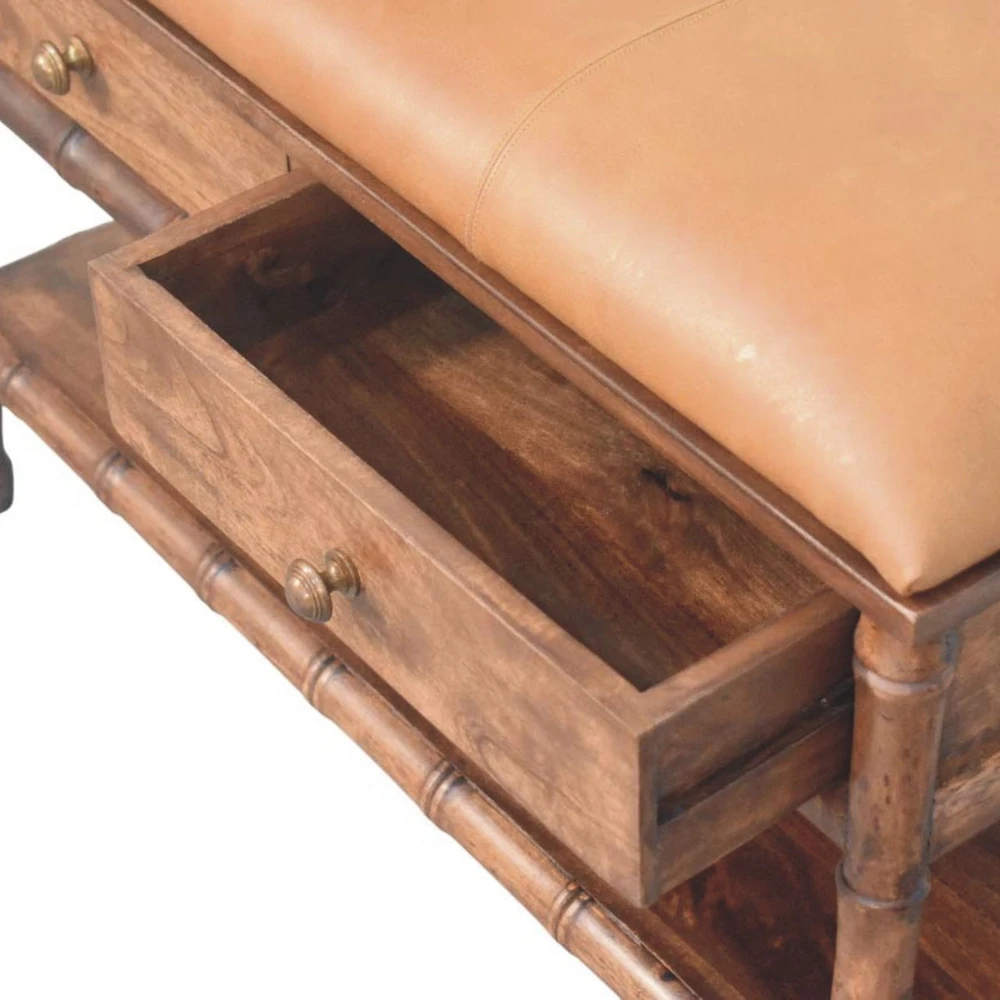 Artisan Furniture Bamboo Carved mango medienos daiktadėžė su raižytomis detalėmis
