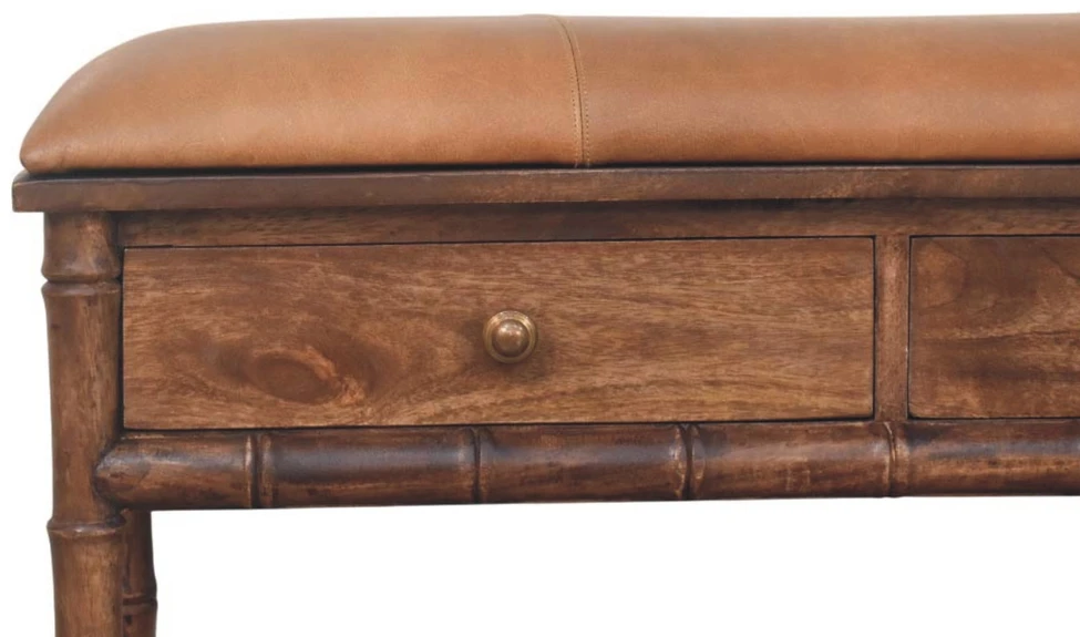 Artisan Furniture Bamboo Carved mango medienos daiktadėžė su raižytomis detalėmis