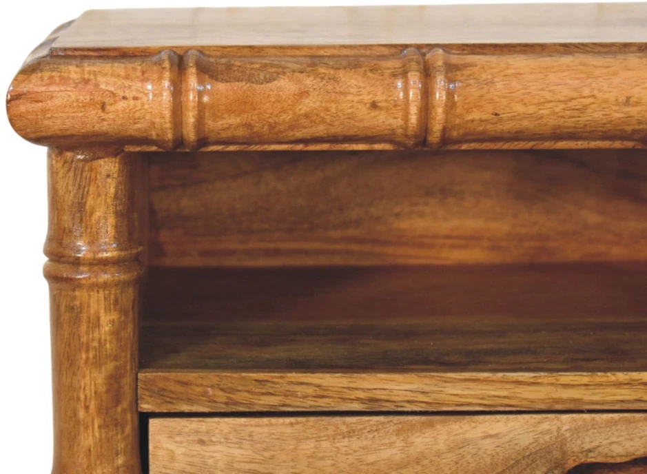 Artisan Furniture Bamboo mango medienos naktinis staliukas, gintarinio ąžuolo atspalvio