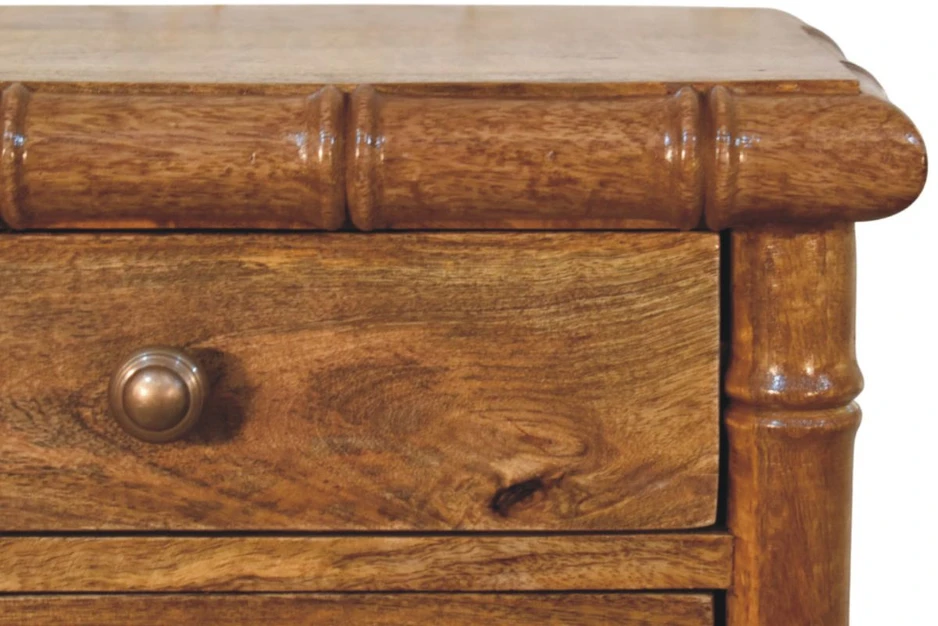 Artisan Furniture Bamboo mango medienos naktinis staliukas, gintarinio ąžuolo atspalvio