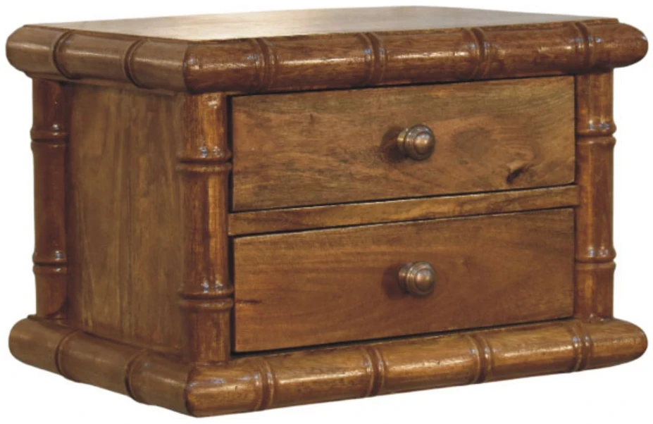 Artisan Furniture Bamboo mango medienos naktinis staliukas, gintarinio ąžuolo atspalvio