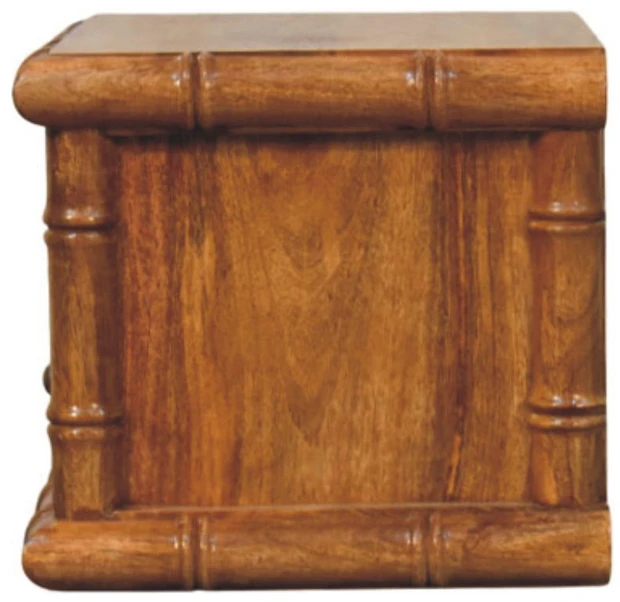 Artisan Furniture Bamboo mango medienos naktinis staliukas, gintarinio ąžuolo atspalvio