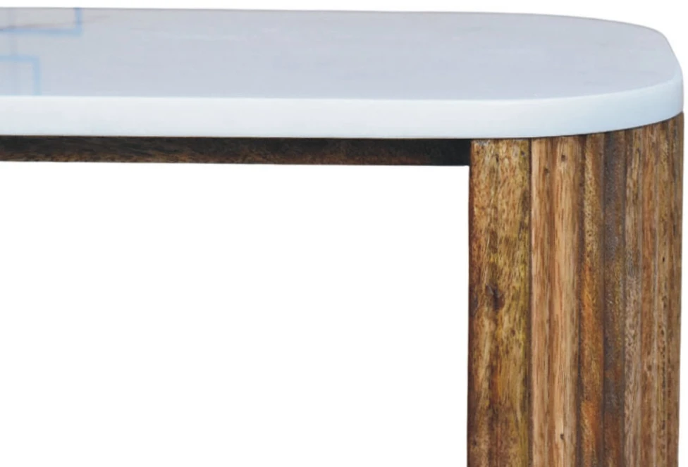 Artisan Furniture Beaumont Marble mango medienos naktinis staliukas su marmuro detale