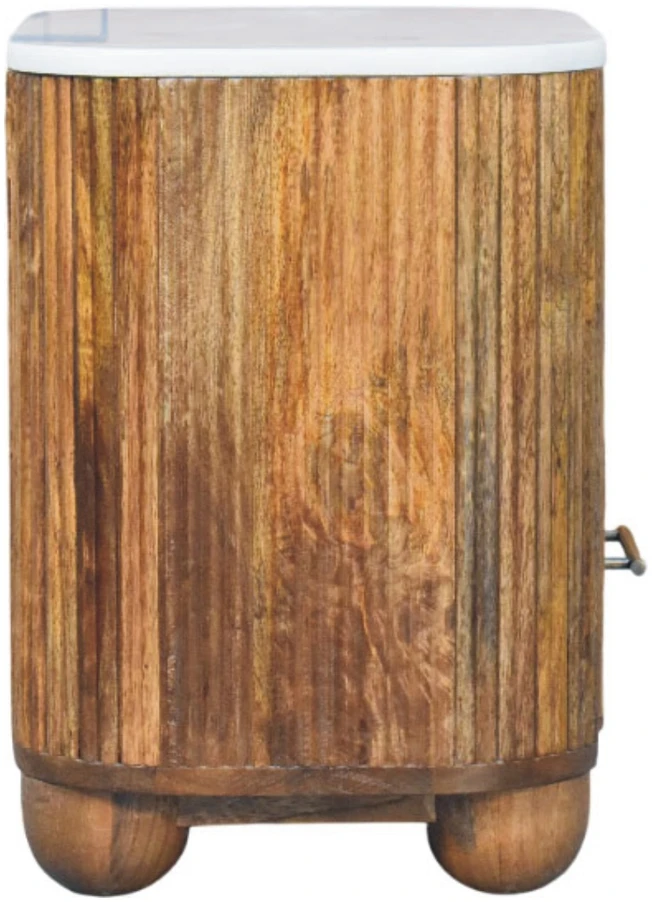 Artisan Furniture Beaumont Marble mango medienos naktinis staliukas su marmuro detale