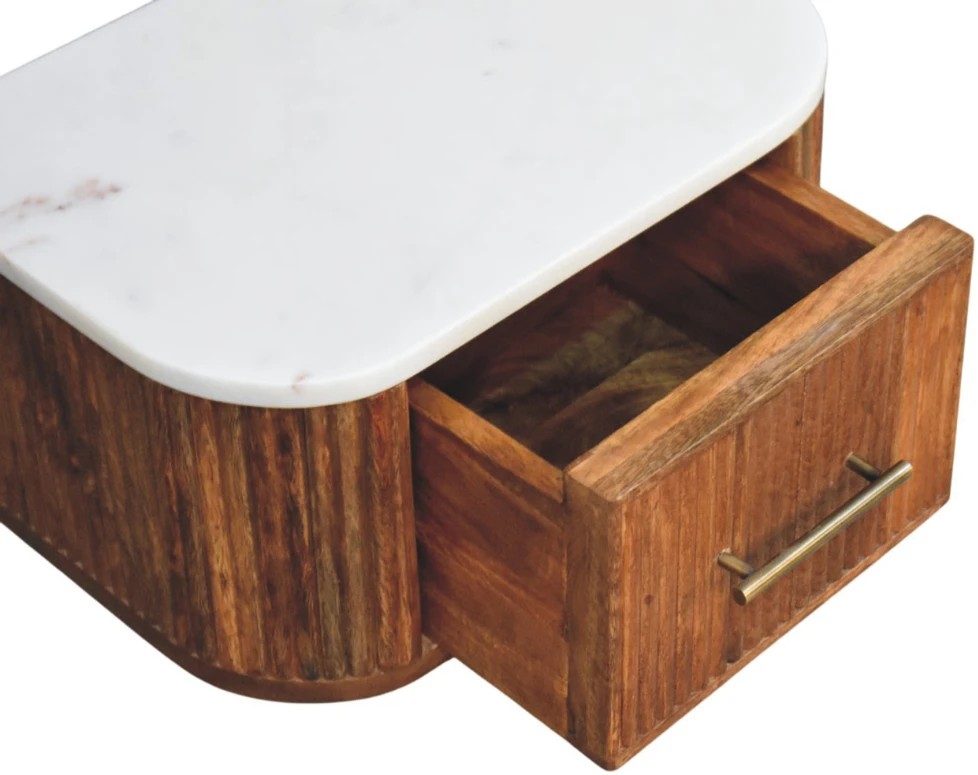 Artisan Furniture Beaumont prie sienos montuojamas mango medienos naktinis staliukas