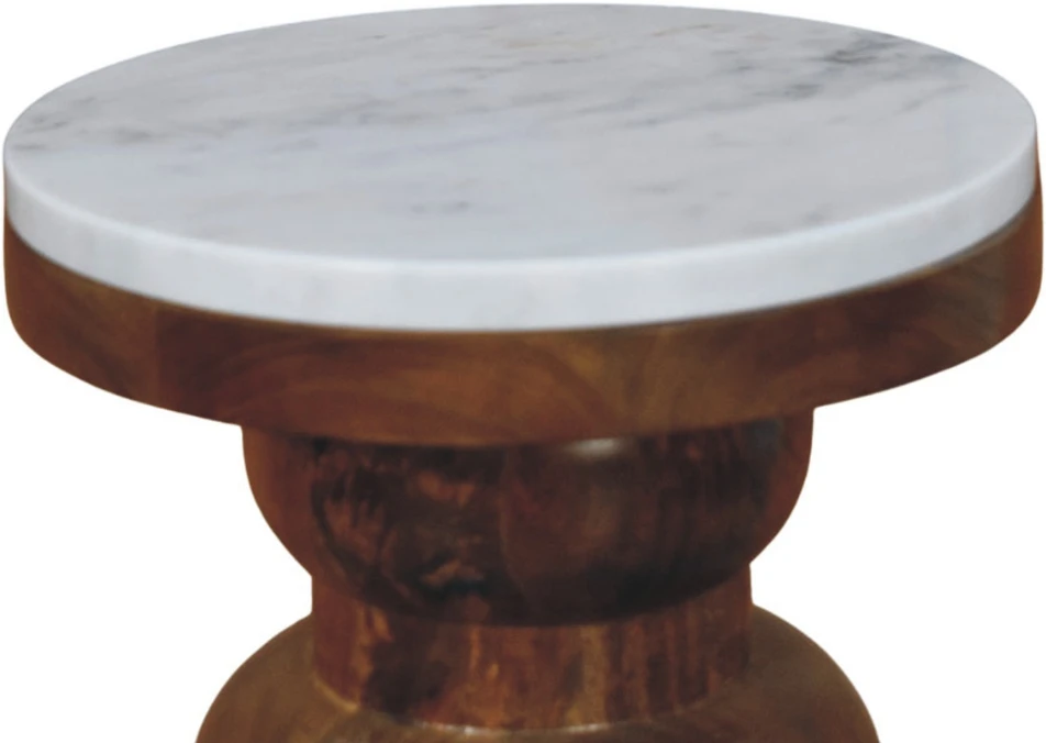 Artisan Furniture Bulla mango medienos šoninis staliukas su marmuro detale
