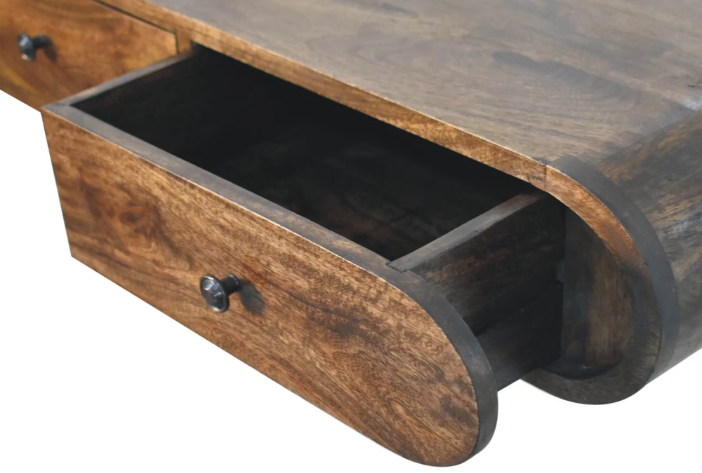 Artisan Furniture Contour prie sienos montuojamas mango medienos konsolinis staliukas