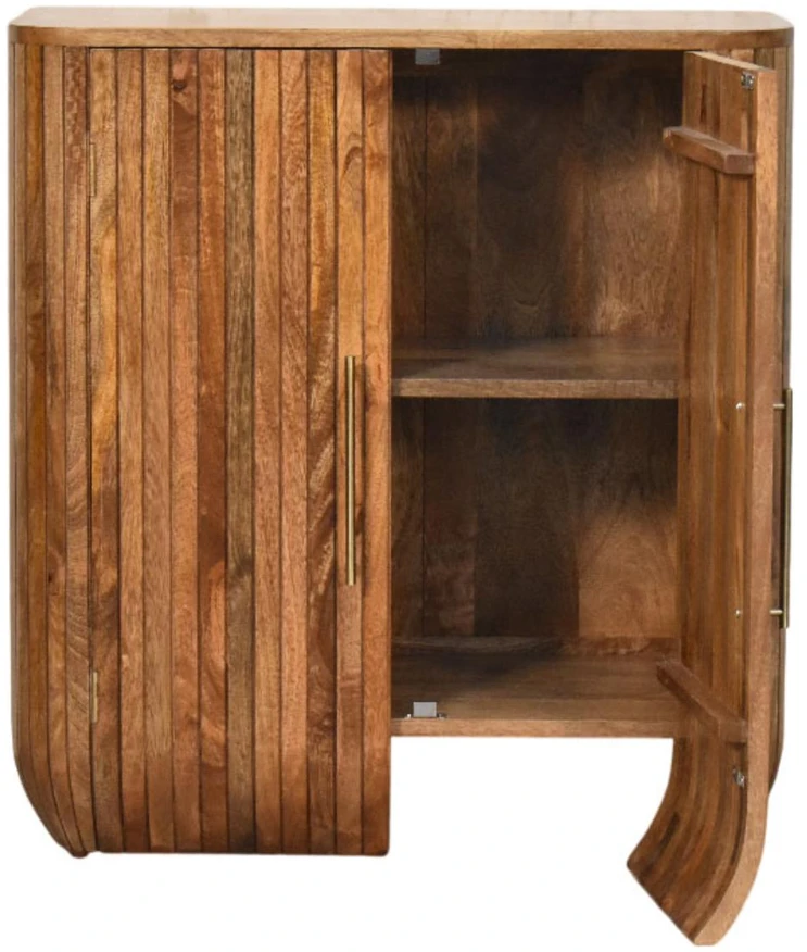 Artisan Furniture Curve su reljefiniu fasadu mango medienos spintelė