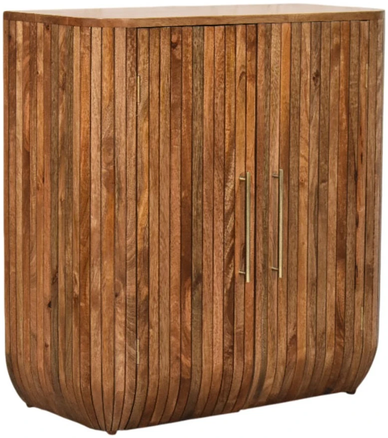 Artisan Furniture Curve su reljefiniu fasadu mango medienos spintelė