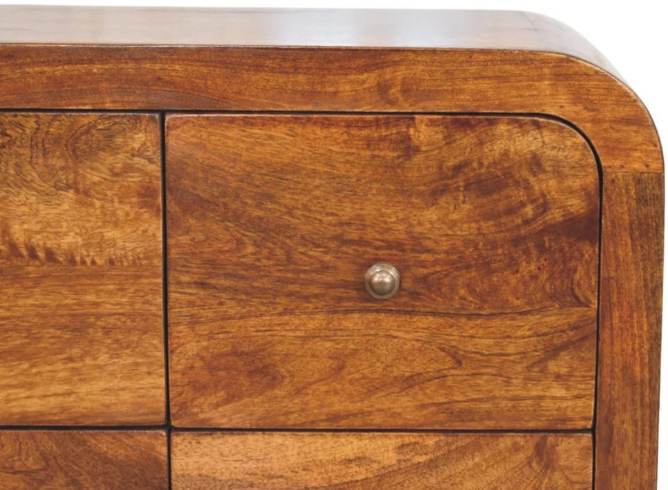 Artisan Furniture Darcy mango medienos komoda su 6 stalčiais, kaštono atspalvio