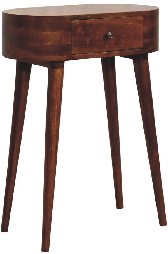 Artisan Furniture Kompaktiškas Albion mango medienos konsolinis staliukas su stalčiumi, kaštono atspalvio
