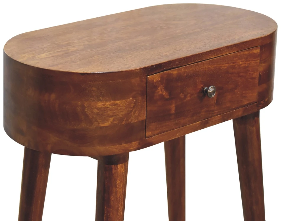 Artisan Furniture Kompaktiškas Albion mango medienos konsolinis staliukas su stalčiumi, kaštono atspalvio