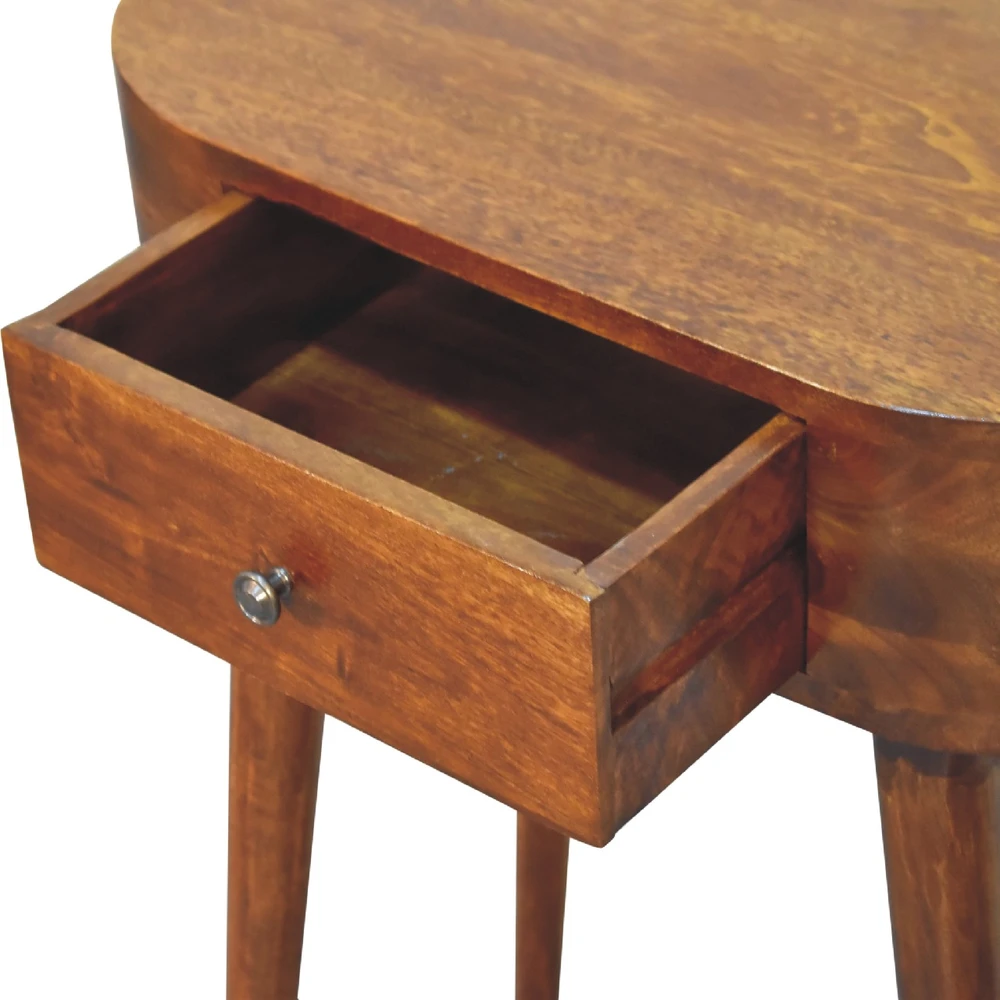 Artisan Furniture Kompaktiškas Albion mango medienos konsolinis staliukas su stalčiumi, kaštono atspalvio