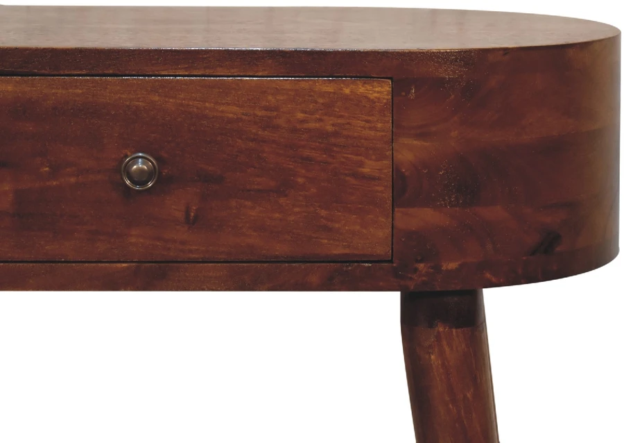 Artisan Furniture Kompaktiškas Albion mango medienos konsolinis staliukas su stalčiumi, kaštono atspalvio