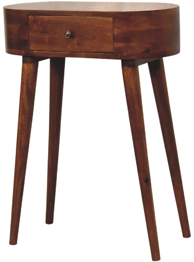Artisan Furniture Kompaktiškas Albion mango medienos konsolinis staliukas su stalčiumi, kaštono atspalvio