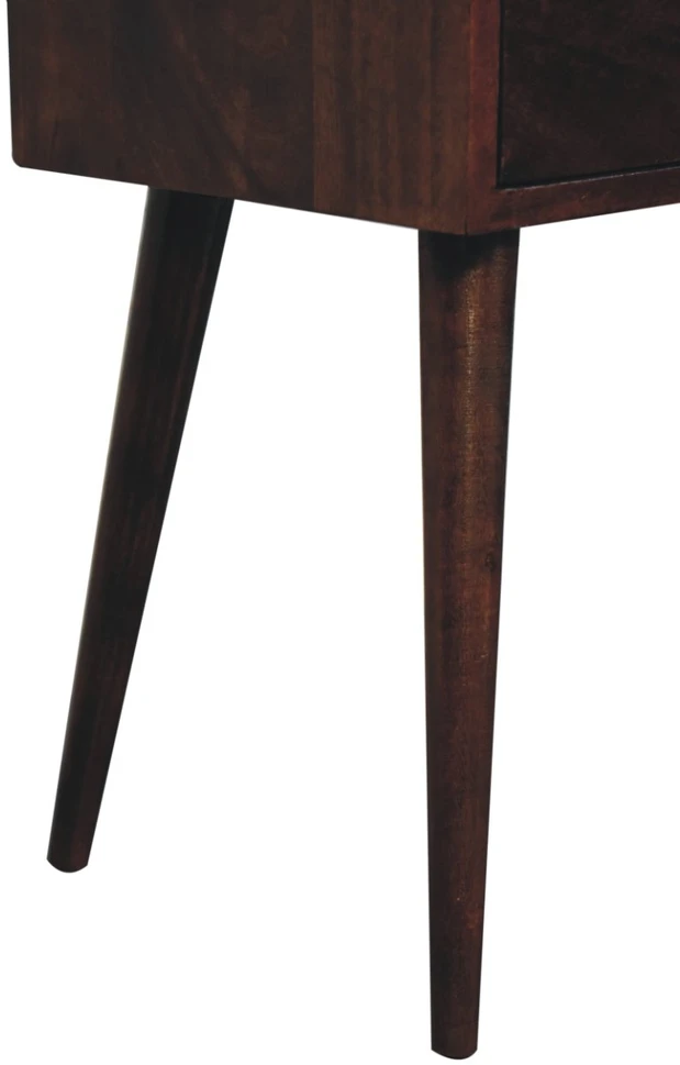 Artisan Furniture Kompaktiškas mango medienos naktinis staliukas su 2 stalčiais, Kalifornijos riešutmedžio atspalvio