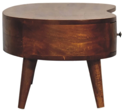 Artisan Furniture Kompaktiškas Wave mango medienos kavos staliukas su stalčiumi ir lentyna, kaštono atspalvio