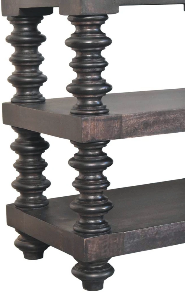 Artisan Furniture Konsolinis staliukas su verpstės formos kojelėmis ir lentyna, Carbon Ash apdailos