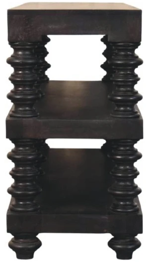 Artisan Furniture Konsolinis staliukas su verpstės formos kojelėmis ir lentyna, Carbon Ash apdailos