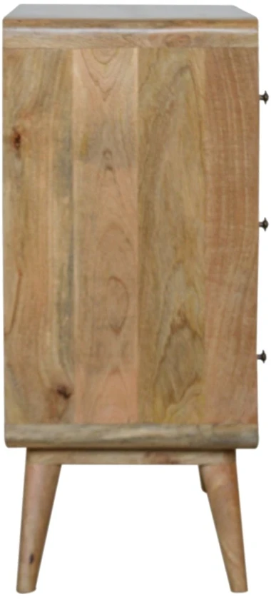 Artisan Furniture Lenkta mango medienos komoda, ąžuolo atspalvio
