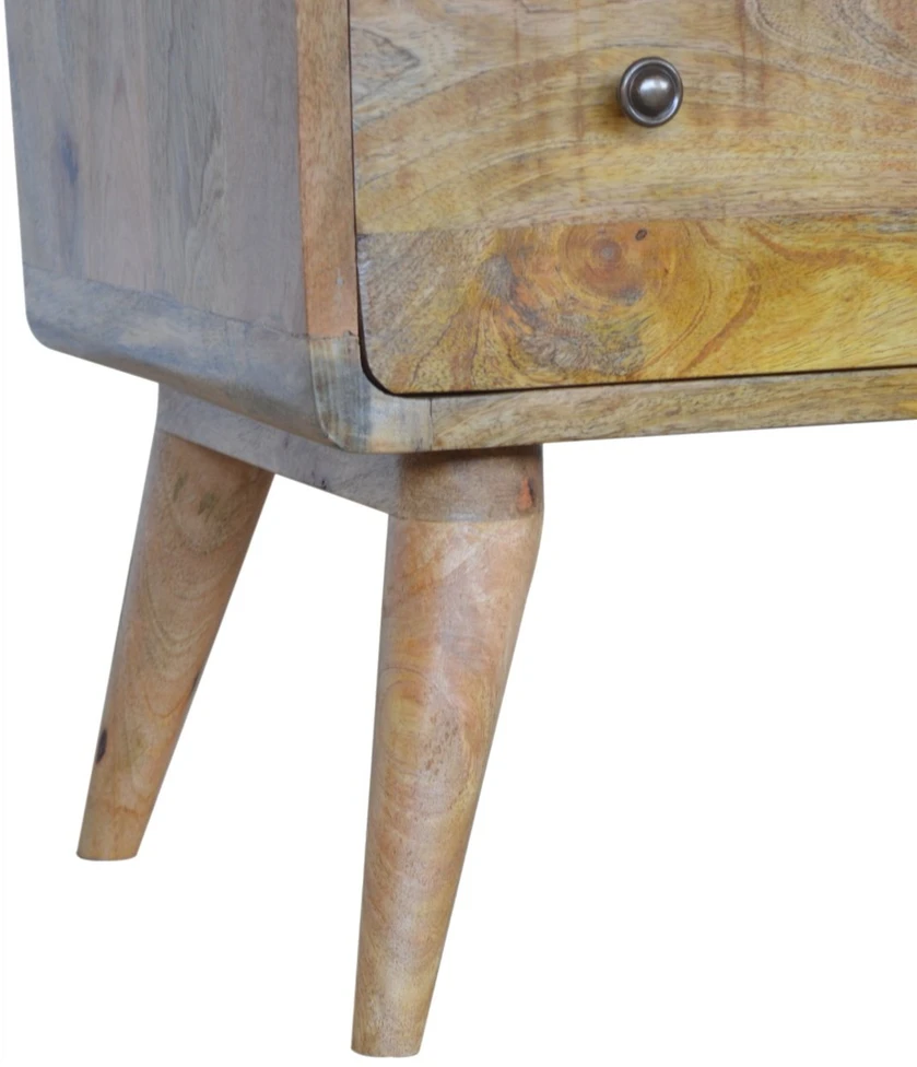 Artisan Furniture Lenkta mango medienos komoda, ąžuolo atspalvio