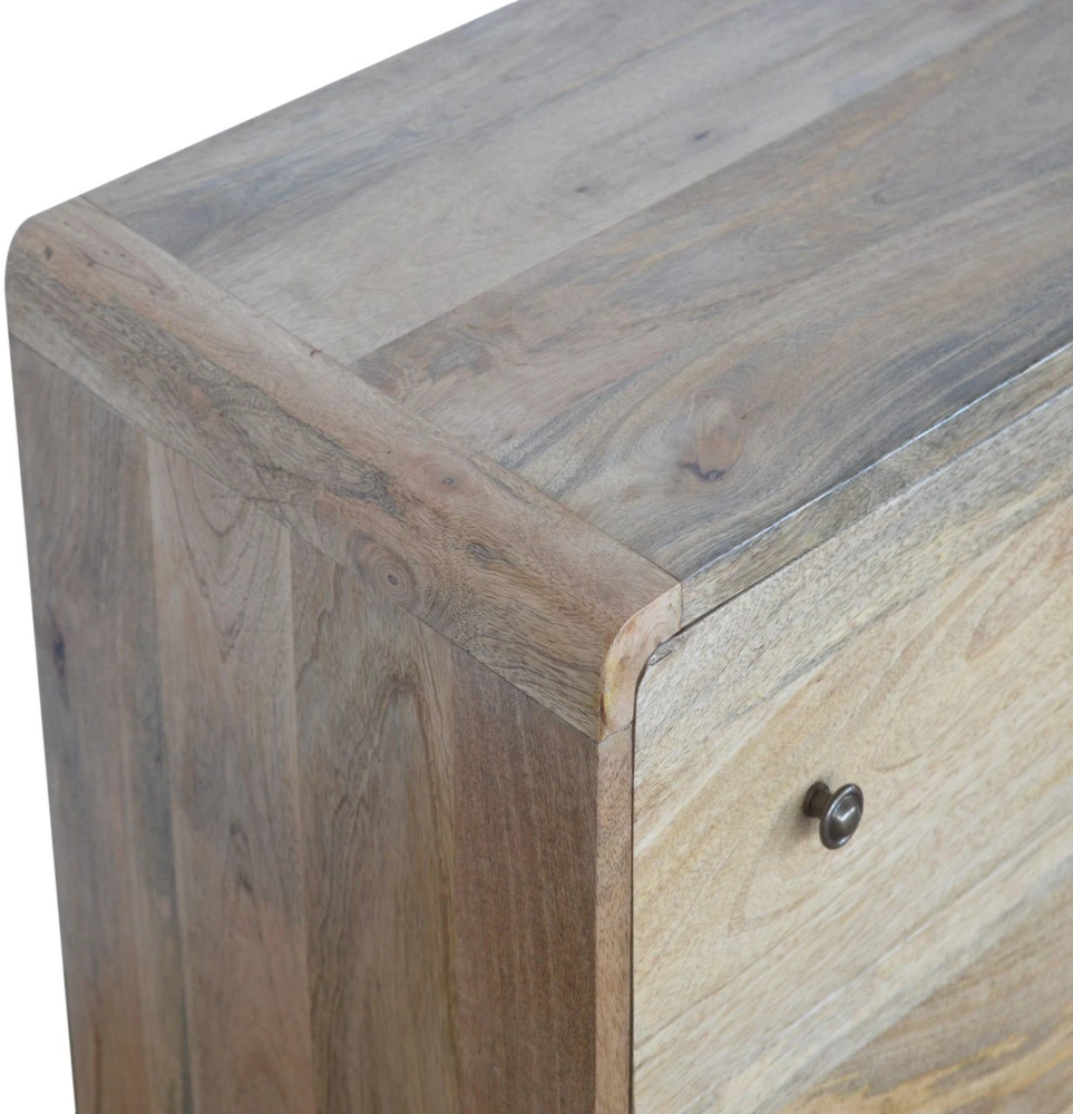 Artisan Furniture Lenkta mango medienos komoda, ąžuolo atspalvio